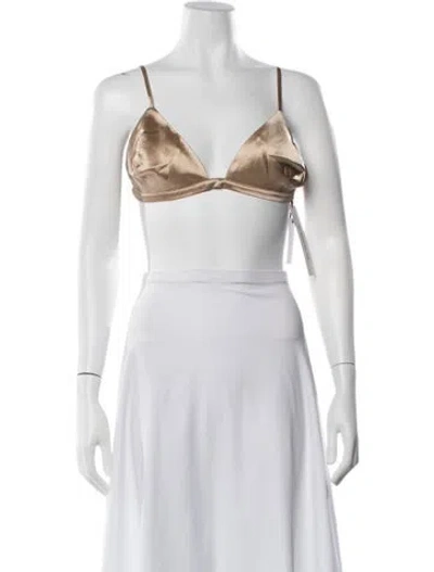Pre-owned Nonchalant V-neck Sleeveless Sports Bra W/ Tags In Brown