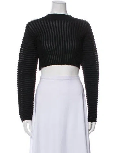 Pre-owned Nonchalant Wool Crew Neck Crop Top In Black