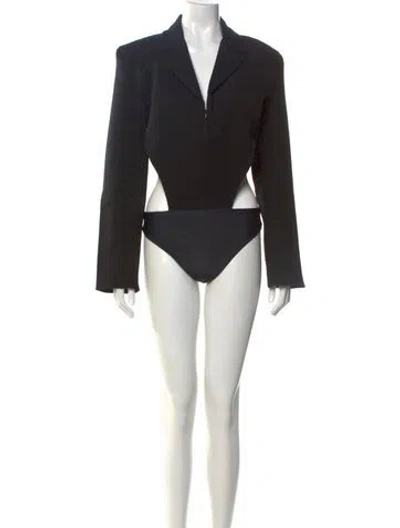 Pre-owned Nonchalant Wool Long Sleeve Bodysuit W/ Tags In Black
