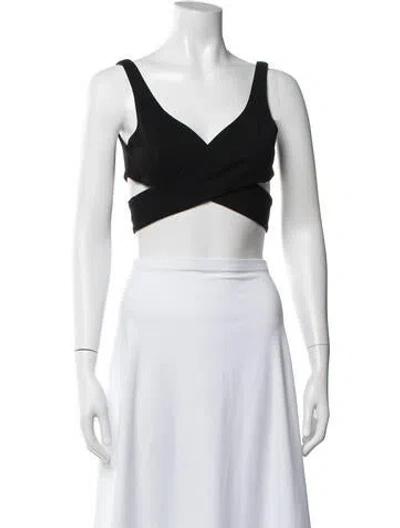 Pre-owned Nonchalant Wool V-neck Crop Top In Black
