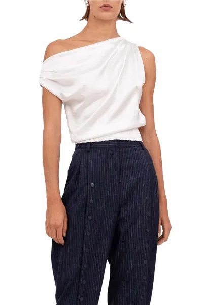 Nonchalantlabel Adelina Asymmetrical Crop Top In Ivory In White