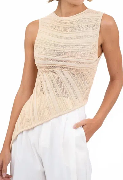 NONCHALANTLABEL BANKS ASYMMETRICAL SLEEVELESS TOP IN BEIGE