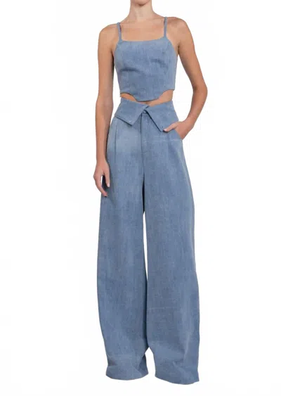 Nonchalantlabel Bea Crop Top In Denim In Blue