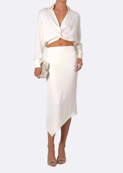 Nonchalantlabel Belinda Asymmetrical Midi Skirt In Vanilla In Gray