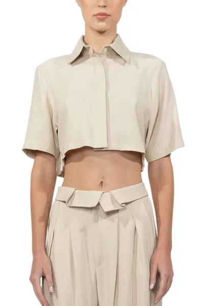 Nonchalantlabel Caja Crop Top In Oat In Brown