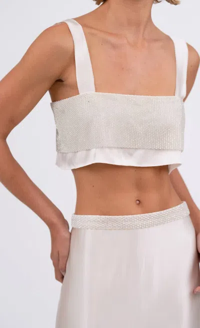 Nonchalantlabel Capri Crop Top In Champagne In White