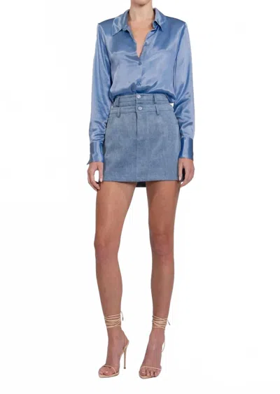 Nonchalantlabel Cassia Button Down Top In Blue In Multi