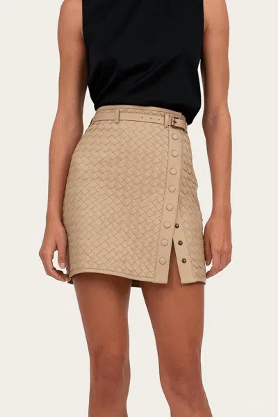 NONCHALANTLABEL ELSA WOVEN PATTERN SKIRT IN SAND