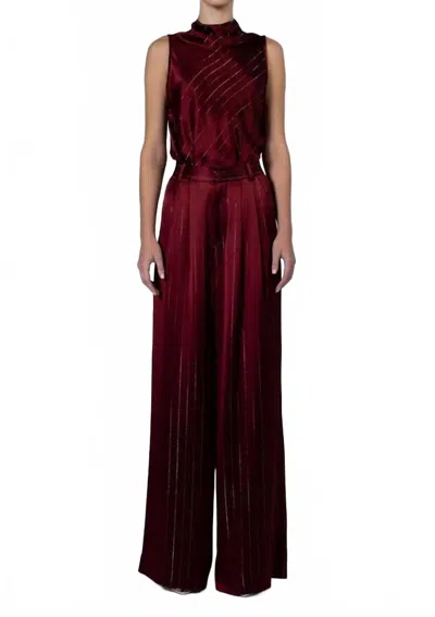 Nonchalantlabel Hester Pant In Red/silver Stripes In Burgundy