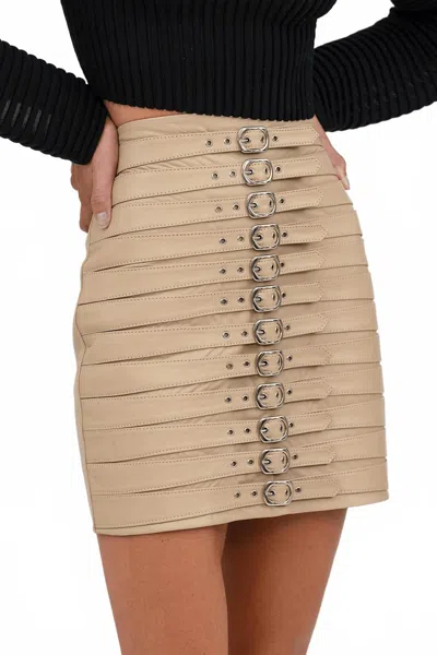 NONCHALANTLABEL HIGH WAISTED ELIN BUCKLE SKIRT IN SAND