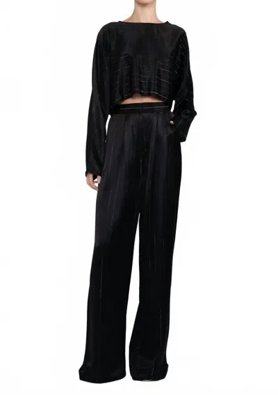 Nonchalantlabel Ian Crop Top In Black/silver Stripes