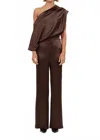 Nonchalantlabel Kenzie One-shoulder Top In Chocolate In Brown