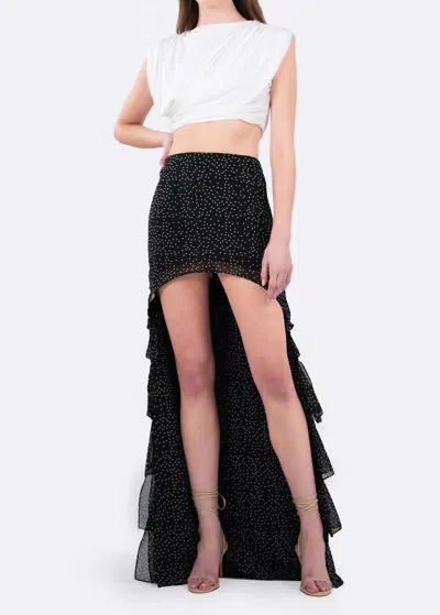 Nonchalantlabel Lena Ruffled Tiered Skirt In Polka Dot In Black