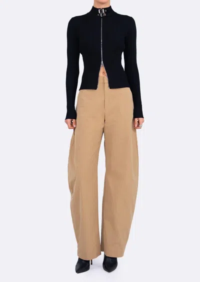 Nonchalantlabel Lori Trench Barrel Trouser Pant In Khaki In Brown