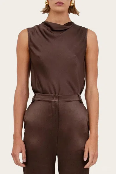 Nonchalantlabel Maisy High-neck Top In Chocolate In Brown