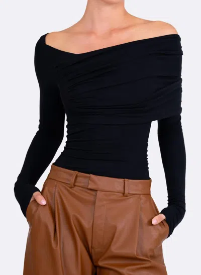 Nonchalantlabel Maple Asymmetrical Long Sleeve Top In Black