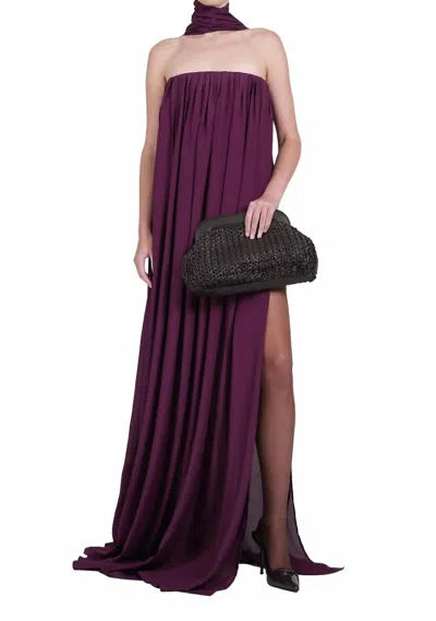 Nonchalantlabel Marlow Strapless Chiffon Maxi Dress In Plum In Pink