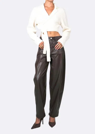 Nonchalantlabel Misty Knitwear Wrap Sweater In Ivory In Black