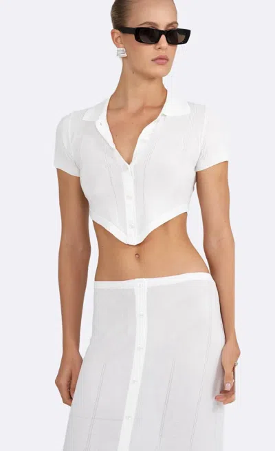 Nonchalantlabel Palmer Polo Crop Top In White