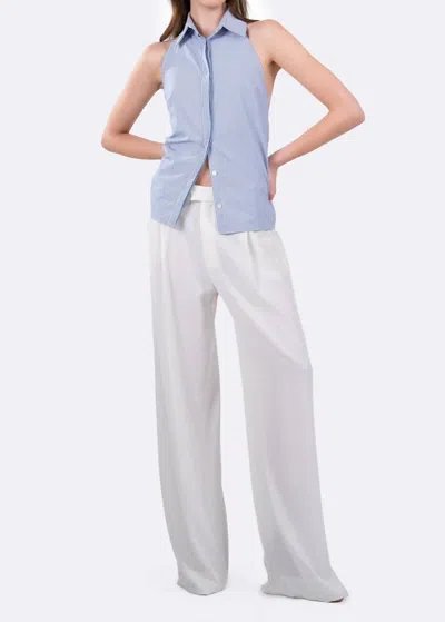 Nonchalantlabel Pamela Halter Top In Blue/white Stripe