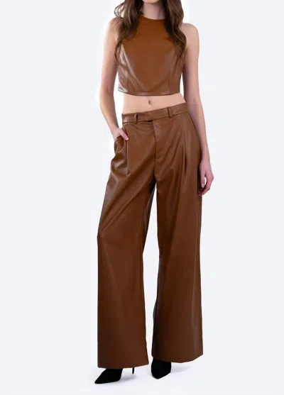 Nonchalantlabel Perrie Faux Leather Crop Top In Caramel In Brown