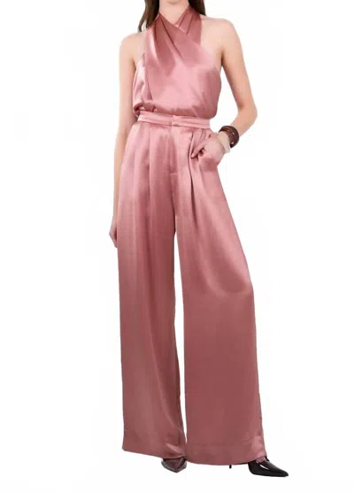 Nonchalantlabel Sable Cross Front Halter Top In Dusty Rose In Pink