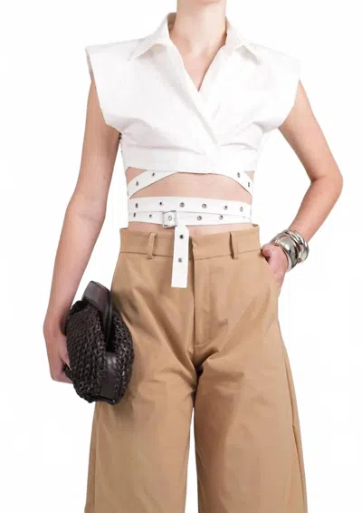 Nonchalantlabel Terry Sleeveless Wrap Crop Top In White