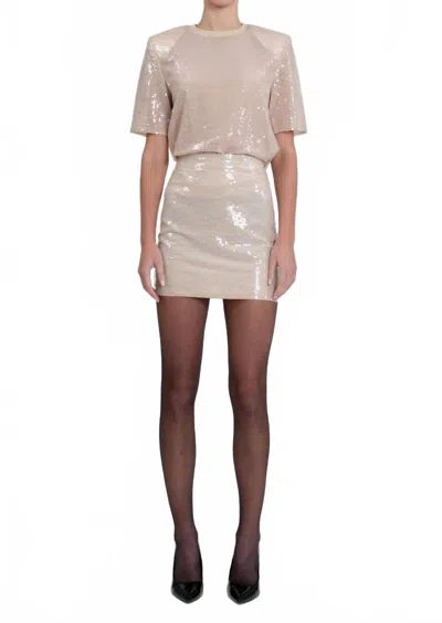 Nonchalantlabel Valerie Mini Skirt In Blush Sequin In Neutral