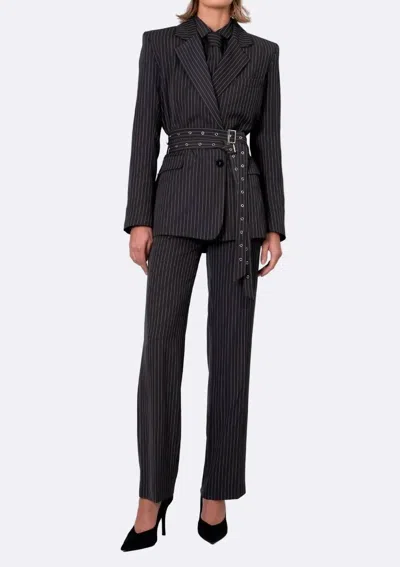 Nonchalantlabel Women's Harlow Stripe Pant In Gray White Stripe In Black