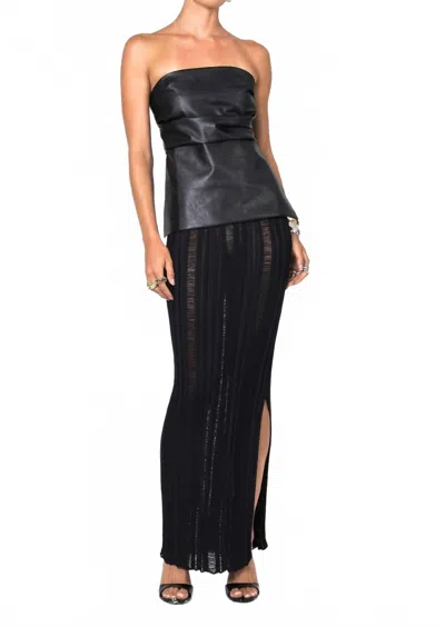 Nonchalantlabel Xena Strapless Leather Top In Black In Blue