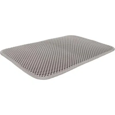 None Cat Litter Mat Honeycomb Double Layer Waterproof & Urine Resistant Non-slip Litter Trapping In Gray