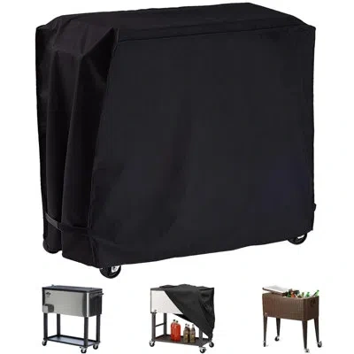 None Cooler Cart Cover Waterproof Patio Cooler Cart Protective Cover Dust Cover For Outdoor Bar Cart In Black