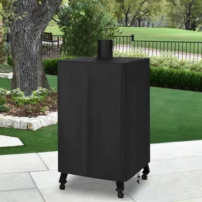 None Heavy Duty Vertical Smoke Grill Cover With Zipper In Black