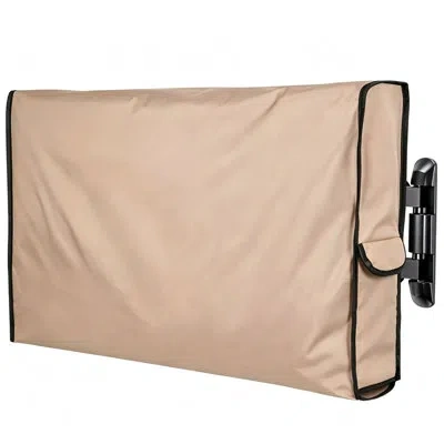 None Khaki Tv Cover, Full Wrap Stitched Edge Dustproof Tv Protector With Side Pocket, Hook & Loop Opening In Pink
