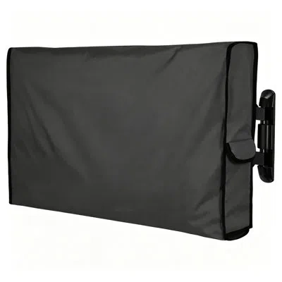 None Premium Tv Cover With Webbing Edging, Side Pocket, Back & Bottom Hook And Loop Opening, Dustproof Te In Black