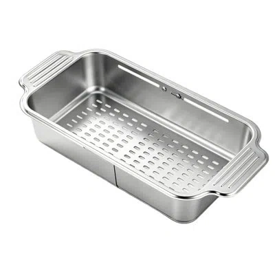 None Stainless Steel Expandable Colander, Adjustable Telescopic Drain Basket, Multifunctional Kitchen Sin In Silver