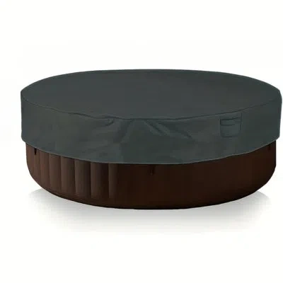 None Waterproof Bathtub Cover With Adjustable Dual Bottom Drawstrings, Front Air Vent, Side Carry Handles In Black