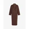 None Womens  Olivia Notch-lapels Wool-blend Coat In Brown