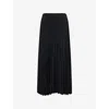 None Womens  Pleated High-waist Woven Midi Skirt In Black
