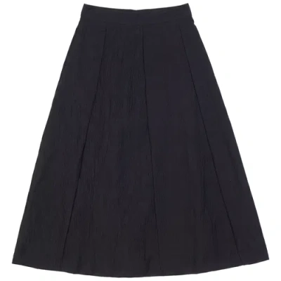 Noni Daily Crinkle Cotton Three-panel Lined Midi Skirt In Black