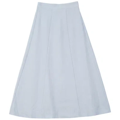 Noni Daily Crinkle Cotton Three-panel Lined Midi Skirt In Blue