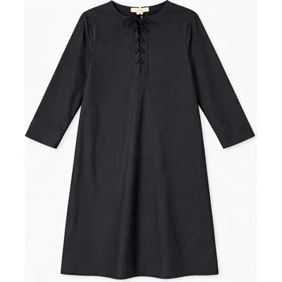 Noni Daily Geo Swim Dress Short Sleeve Above Knee Swim Dress In Black