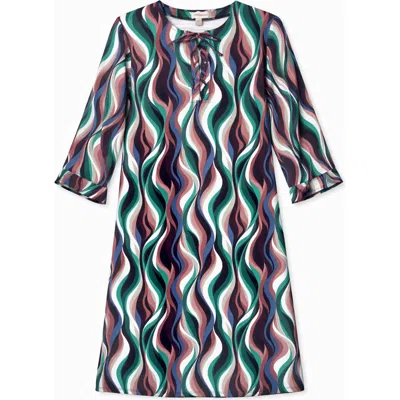 Noni Daily Geo Swim Dress Short Sleeve Above Knee Swim Dress In Multi