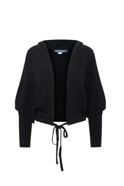 Noni Knit Cardigan With Drawstring In Black