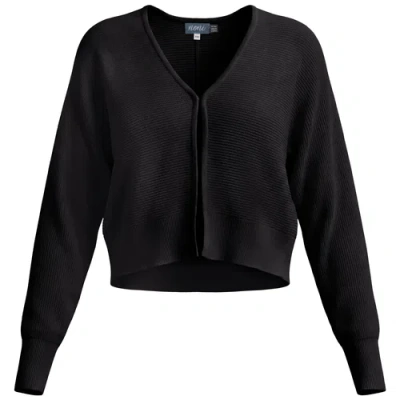 Noni Parallel Line Textured Stripe Cropped Knit Cardigan In Black