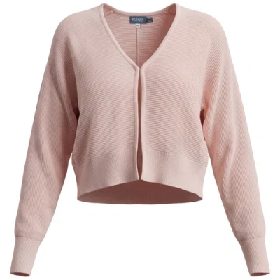 Noni Parallel Line Textured Stripe Cropped Knit Cardigan In Pink