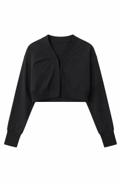 Noni Rib Knit V-neck Hook-and-eye Cardigan In Black