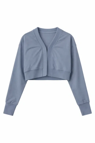 Noni Rib Knit V-neck Hook-and-eye Cardigan In Blue