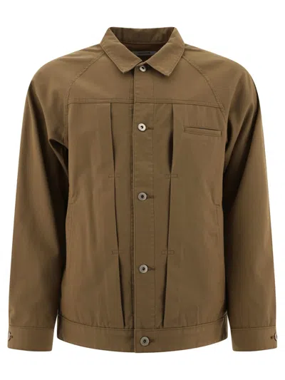 Nonnative Asymmetrical Design Trucker Jacket In Brown
