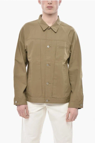 Nonnative Cotton Twill Overshirt With Logo Buttons In Neutral